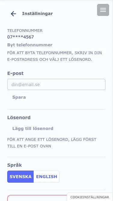 Value Portal — inställningssidan där kunden hanterar sitt medlemskap
