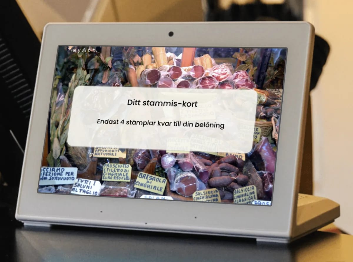 Bonuskortet visar stämpelprogress för en delibutik