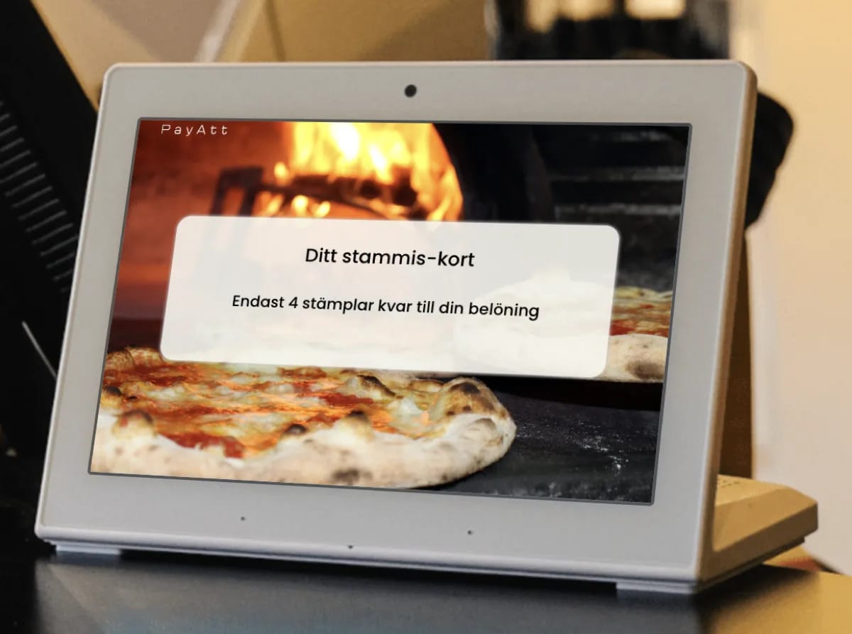 Bonuskortet visar stämpelprogress för en pizzeria