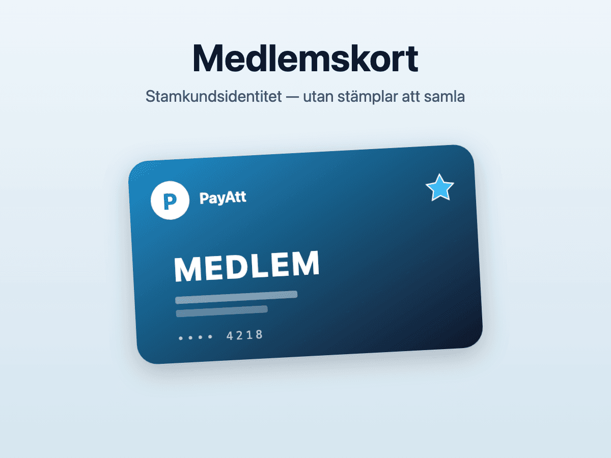 Medlemskort med PayAtt-logga och stjärnsymbol — utan stämplar