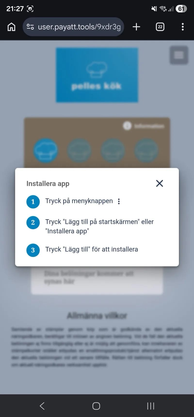 PayAtt GO — kundens mobil med brandad app-ikon på hemskärmen (3)