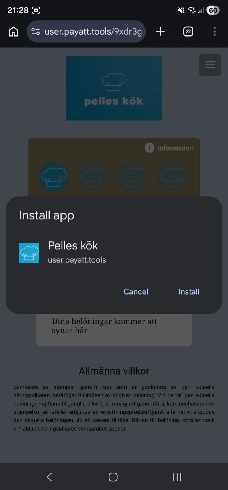 PayAtt GO — kundens mobil med brandad app-ikon på hemskärmen (6)