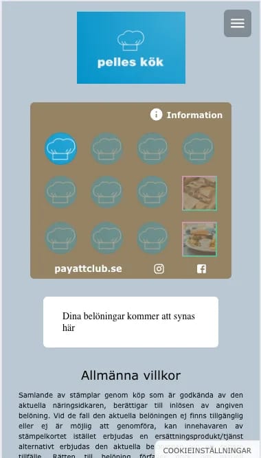 Digitalt stämpelkort i kundens mobil — brandad design med stämpelprogress
