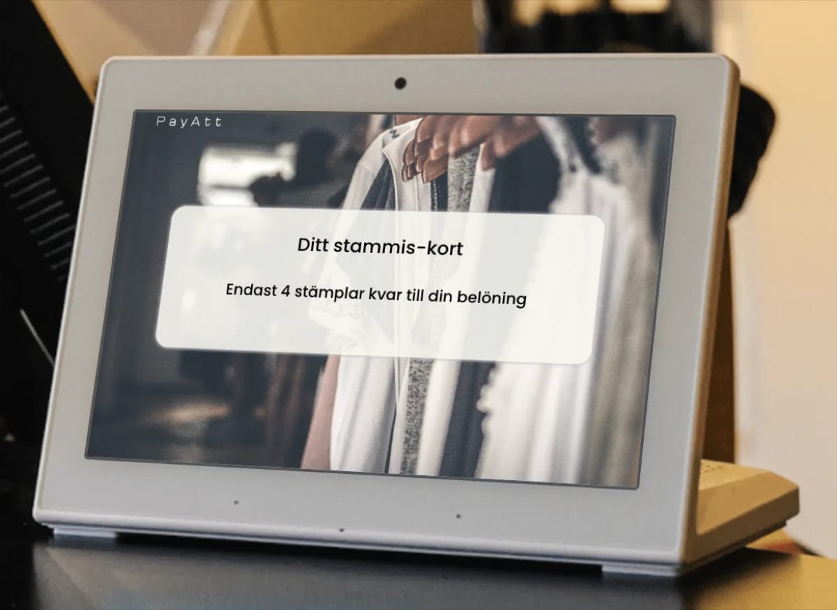 Bonuskortet visar stämpelprogress för en kläd- och inredningsbutik