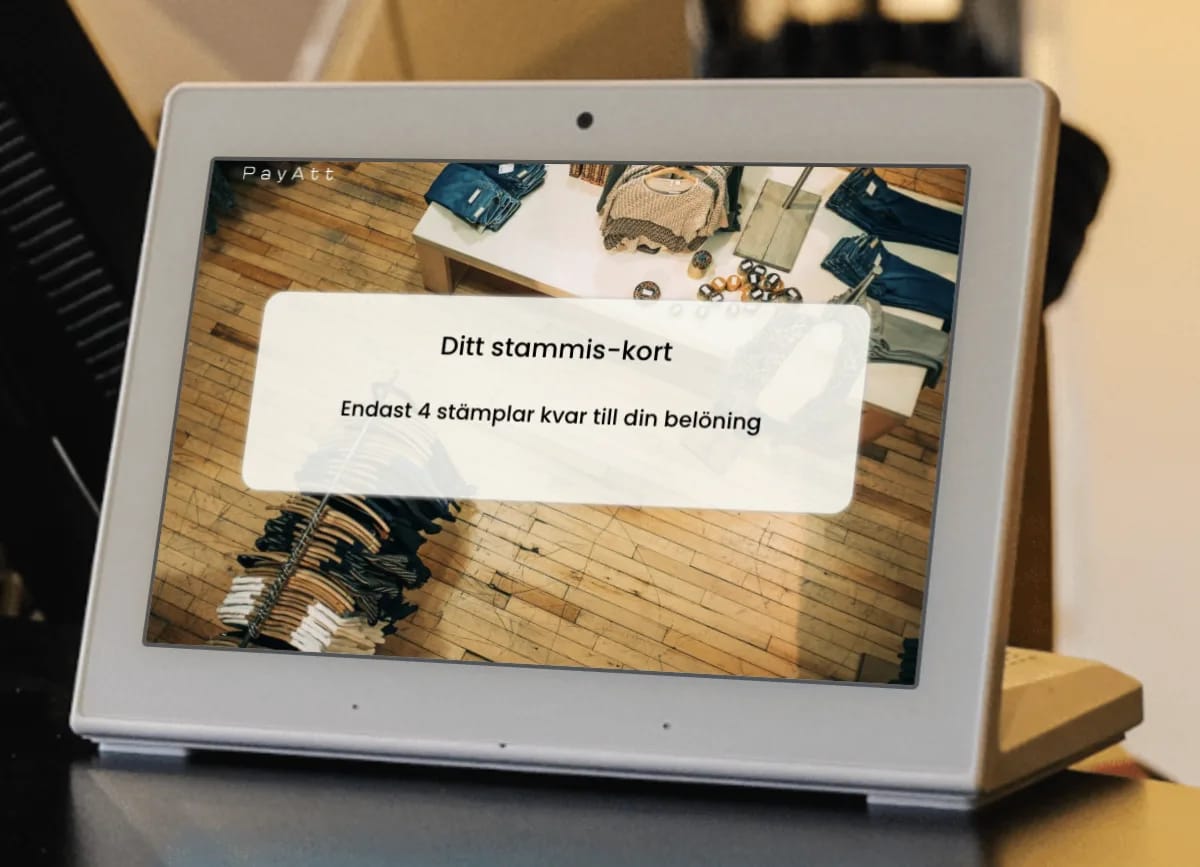 Bonuskortet visar stämpelprogress för en kläd- och inredningsbutik